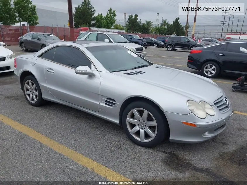 2003 Mercedes-Benz Sl 500 VIN: WDBSK75F73F027771 Lot: 45202043