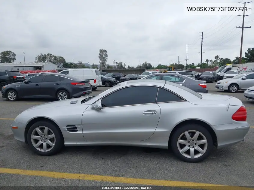 2003 Mercedes-Benz Sl 500 VIN: WDBSK75F73F027771 Lot: 45202043