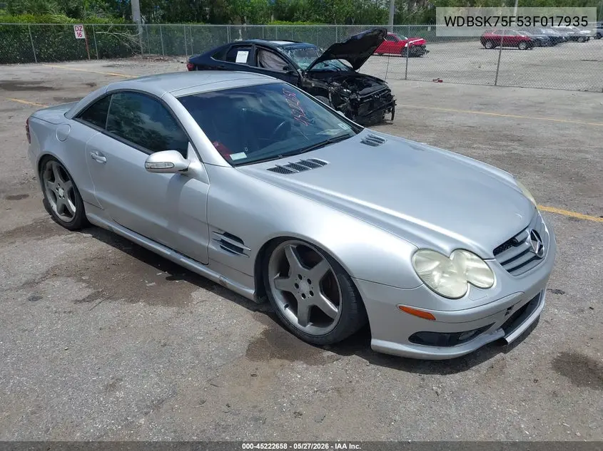 2003 Mercedes-Benz Sl 500 VIN: WDBSK75F53F017935 Lot: 45222658