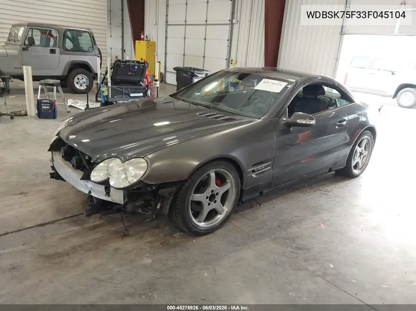 2003 Mercedes-Benz Sl 500 VIN: WDBSK75F33F045104 Lot: 45276926