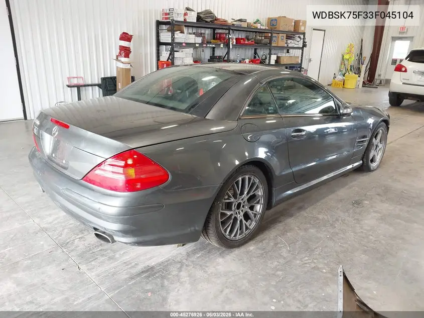 2003 Mercedes-Benz Sl 500 VIN: WDBSK75F33F045104 Lot: 45276926
