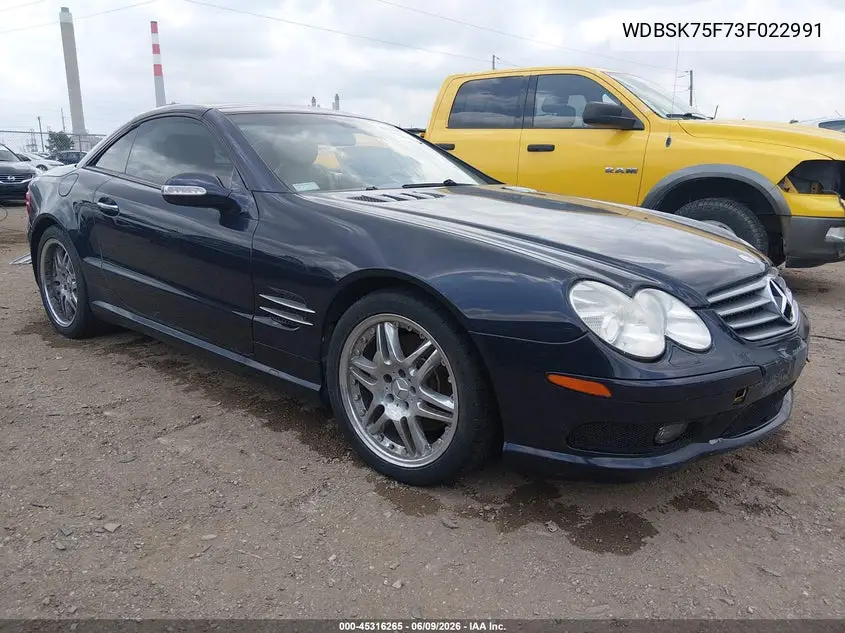 2003 Mercedes-Benz Sl 500 VIN: WDBSK75F73F022991 Lot: 45316265