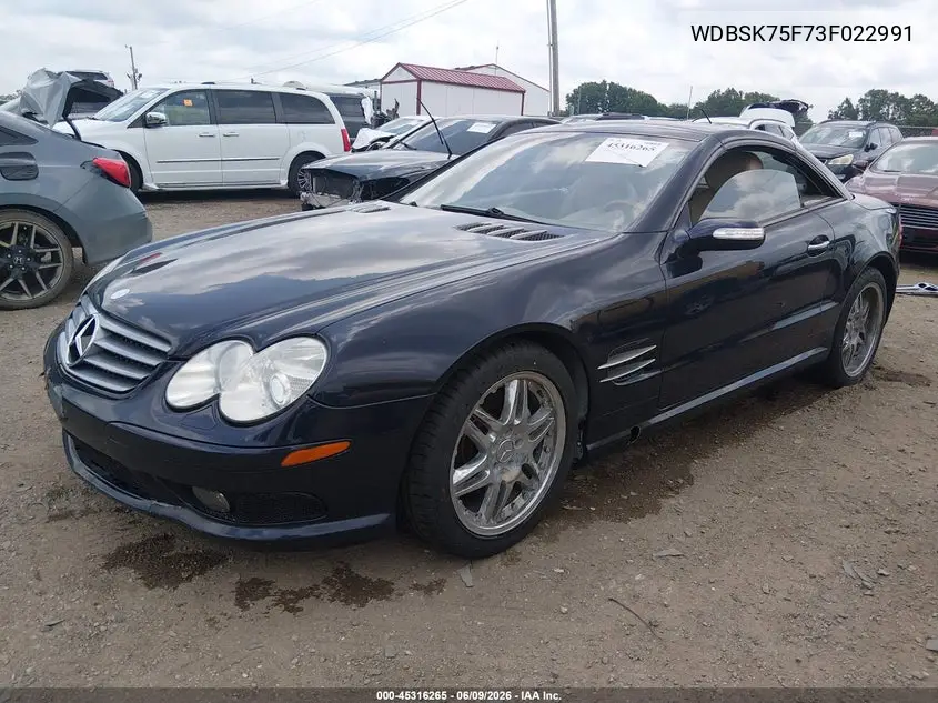 2003 Mercedes-Benz Sl 500 VIN: WDBSK75F73F022991 Lot: 45316265