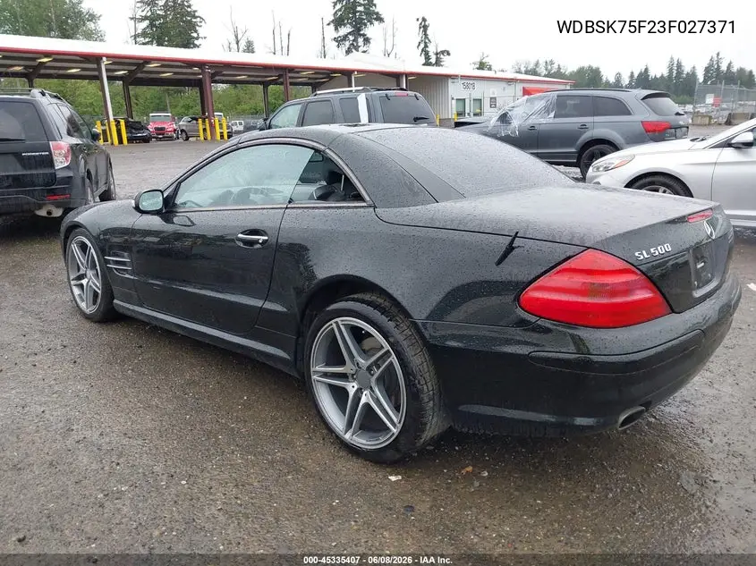 2003 Mercedes-Benz Sl 500 VIN: WDBSK75F23F027371 Lot: 45335407