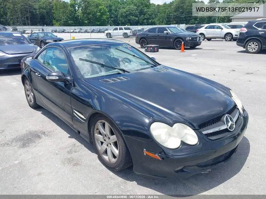2003 Mercedes-Benz Sl 500 VIN: WDBSK75F13F021917 Lot: 45343946