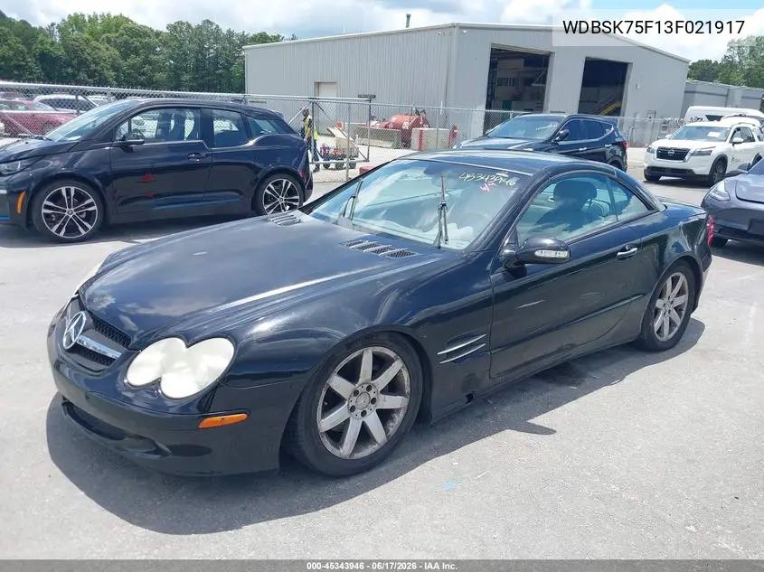 2003 Mercedes-Benz Sl 500 VIN: WDBSK75F13F021917 Lot: 45343946