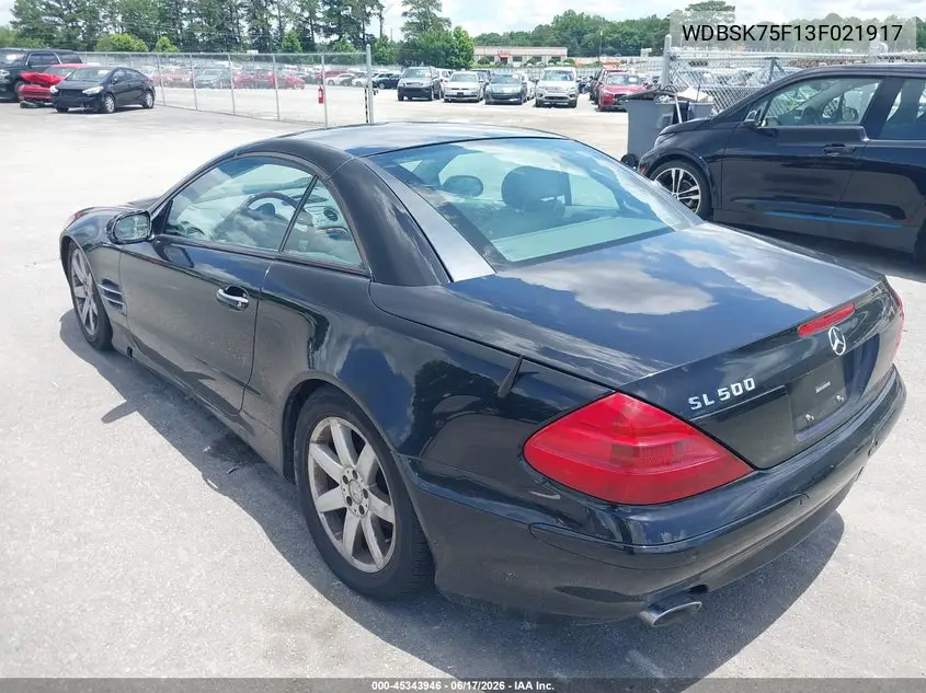 2003 Mercedes-Benz Sl 500 VIN: WDBSK75F13F021917 Lot: 45343946