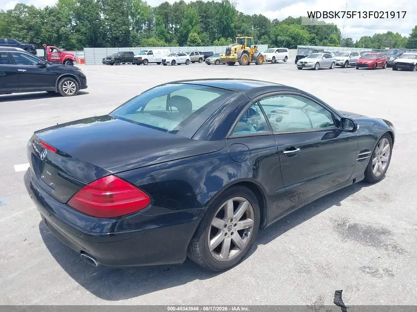 2003 Mercedes-Benz Sl 500 VIN: WDBSK75F13F021917 Lot: 45343946