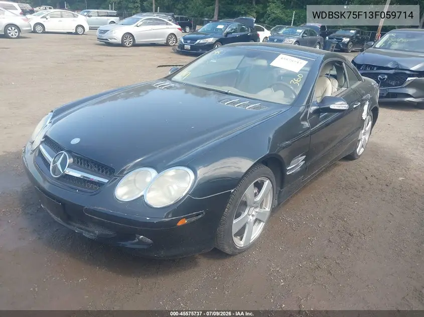2003 Mercedes-Benz Sl 500 VIN: WDBSK75F13F059714 Lot: 45575737