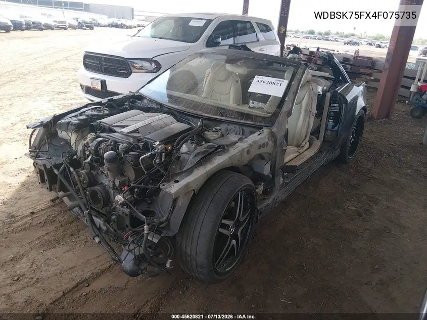2004 Mercedes-Benz Sl 500 VIN: WDBSK75FX4F075735 Lot: 45620821
