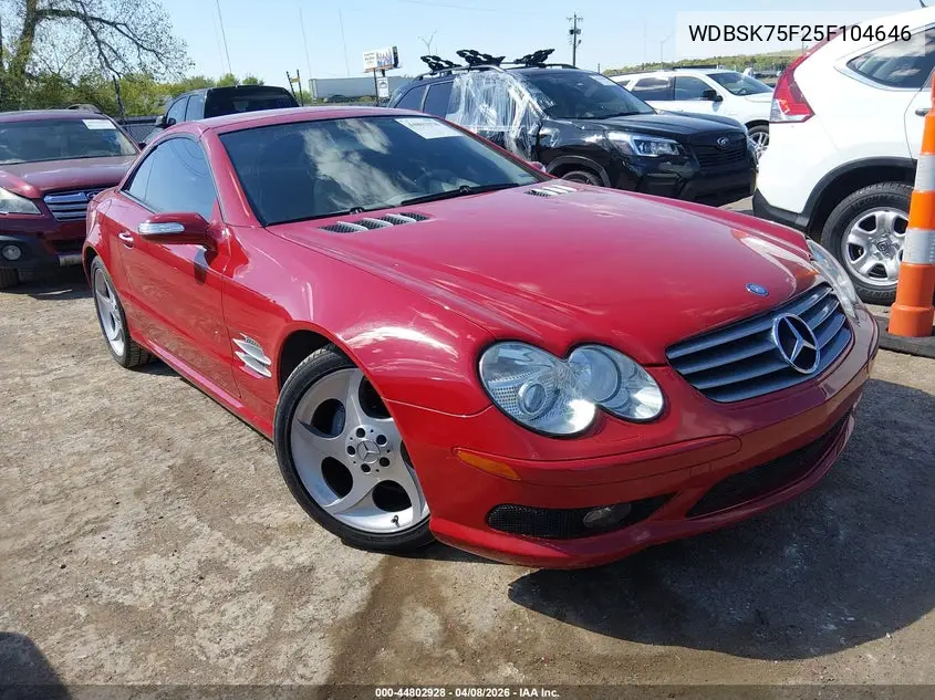 2005 Mercedes-Benz Sl 500 VIN: WDBSK75F25F104646 Lot: 44802928