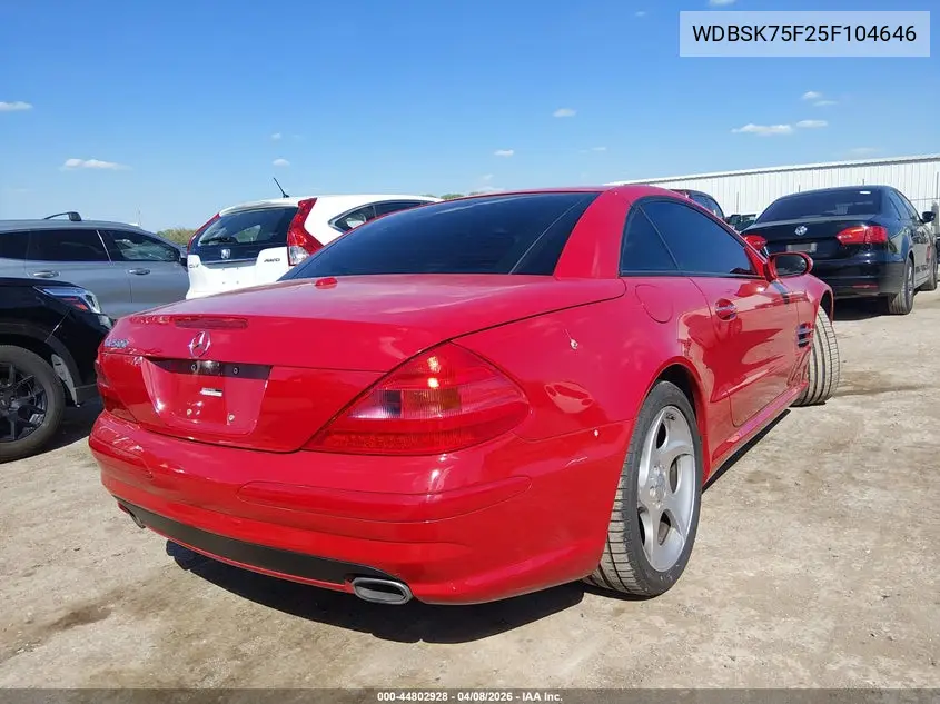 2005 Mercedes-Benz Sl 500 VIN: WDBSK75F25F104646 Lot: 44802928