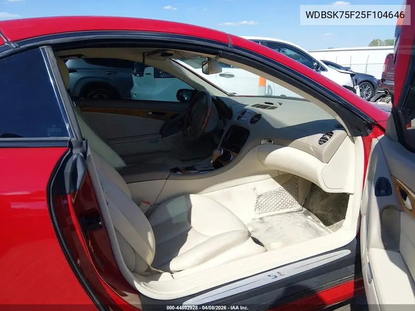 2005 Mercedes-Benz Sl 500 VIN: WDBSK75F25F104646 Lot: 44802928