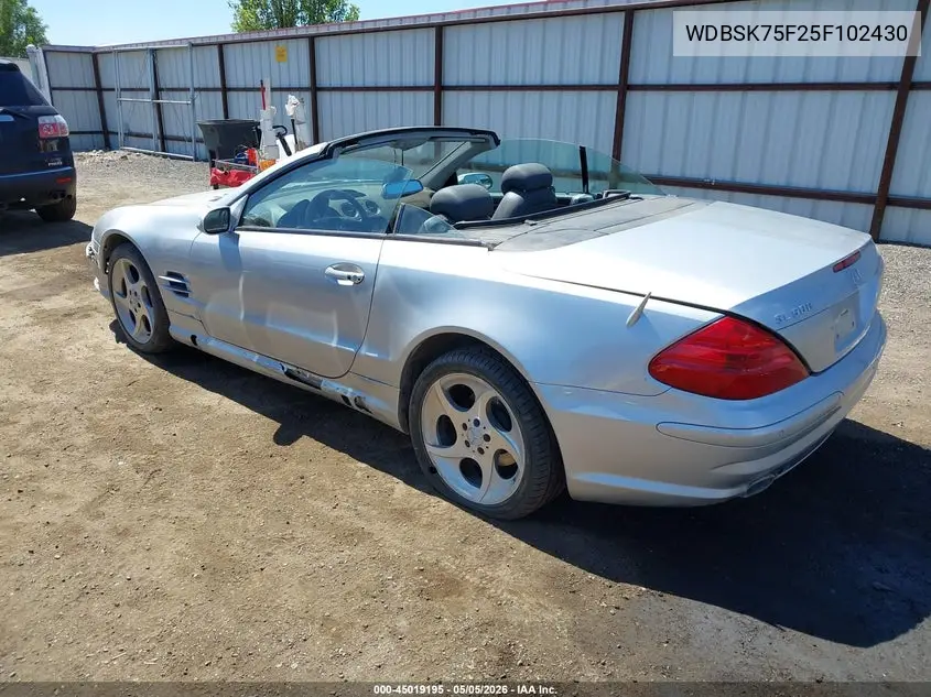 2005 Mercedes-Benz Sl 500 VIN: WDBSK75F25F102430 Lot: 45019195