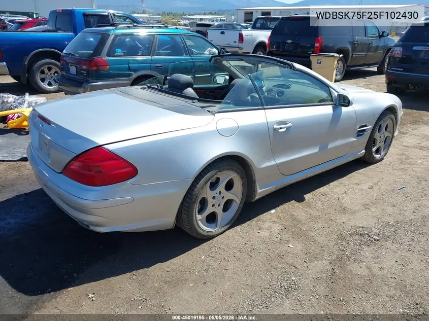 2005 Mercedes-Benz Sl 500 VIN: WDBSK75F25F102430 Lot: 45019195
