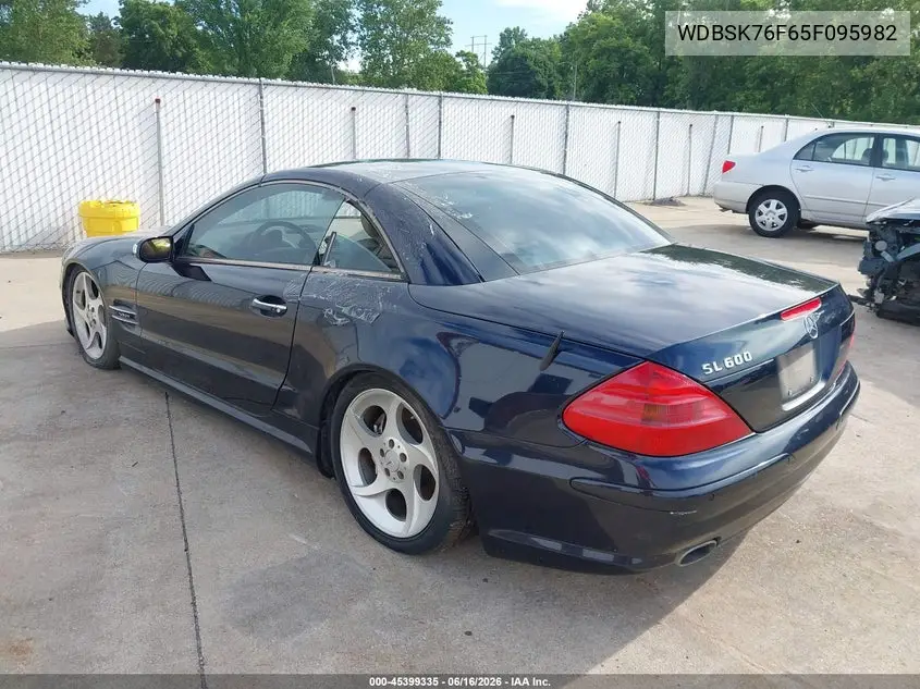 2005 Mercedes-Benz Sl 600 VIN: WDBSK76F65F095982 Lot: 45399335