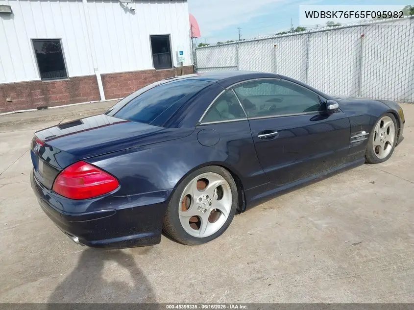 2005 Mercedes-Benz Sl 600 VIN: WDBSK76F65F095982 Lot: 45399335
