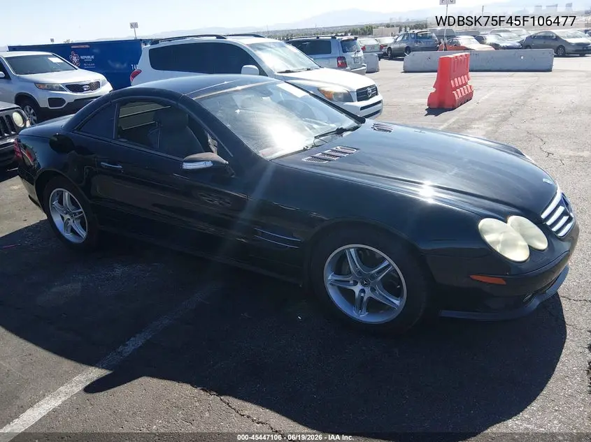 2005 Mercedes-Benz Sl 500 VIN: WDBSK75F45F106477 Lot: 45447106