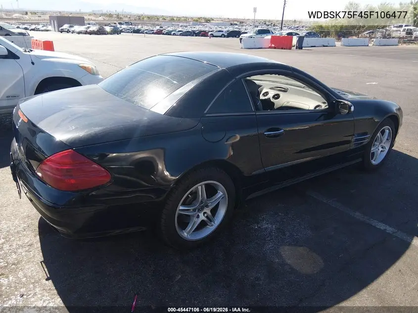 2005 Mercedes-Benz Sl 500 VIN: WDBSK75F45F106477 Lot: 45447106