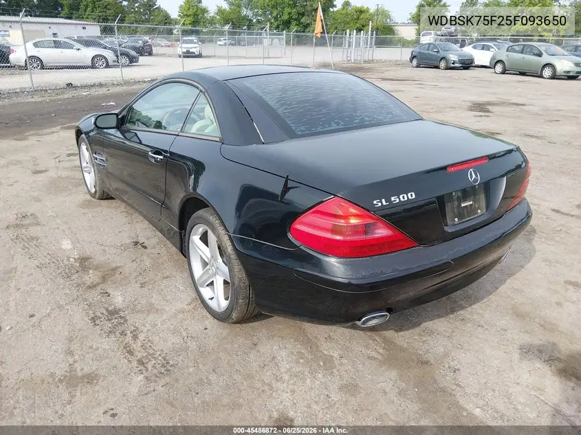 2005 Mercedes-Benz Sl 500 VIN: WDBSK75F25F093650 Lot: 45486872
