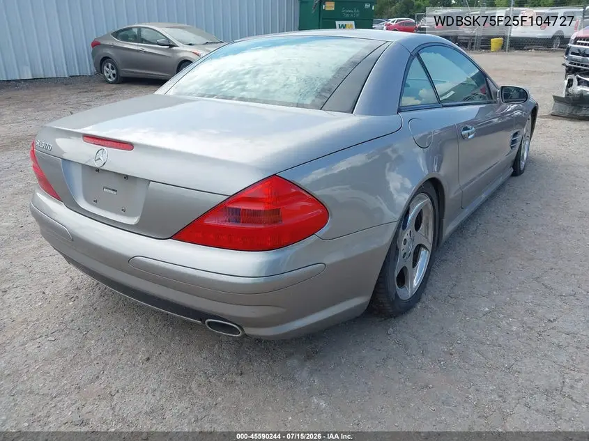 2005 Mercedes-Benz Sl 500 VIN: WDBSK75F25F104727 Lot: 45590244