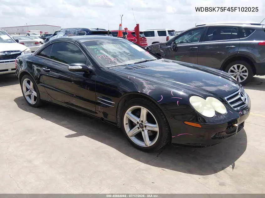 2005 Mercedes-Benz Sl 500 VIN: WDBSK75F45F102025 Lot: 45664066