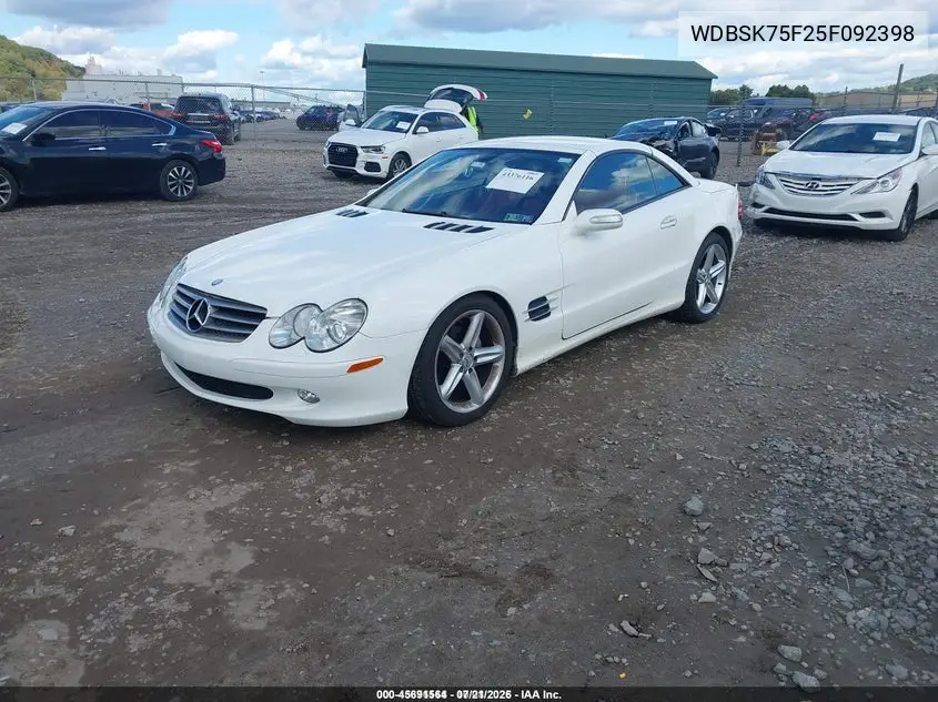 2005 Mercedes-Benz Sl 500 VIN: WDBSK75F25F092398 Lot: 45691564
