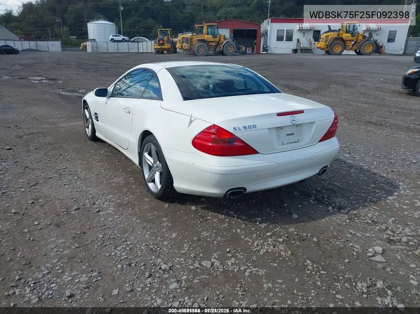 2005 Mercedes-Benz Sl 500 VIN: WDBSK75F25F092398 Lot: 45691564