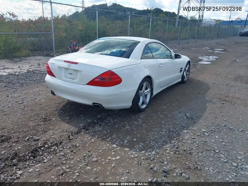 2005 Mercedes-Benz Sl 500 VIN: WDBSK75F25F092398 Lot: 45691564