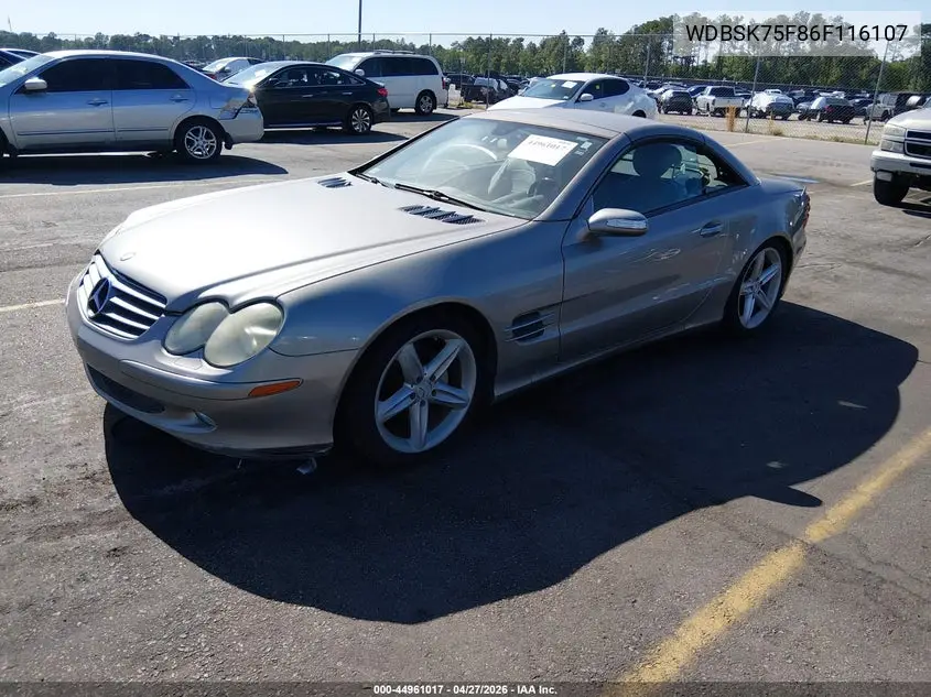 2006 Mercedes-Benz Sl 500 VIN: WDBSK75F86F116107 Lot: 44961017