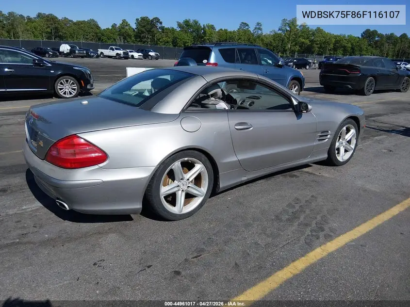 2006 Mercedes-Benz Sl 500 VIN: WDBSK75F86F116107 Lot: 44961017