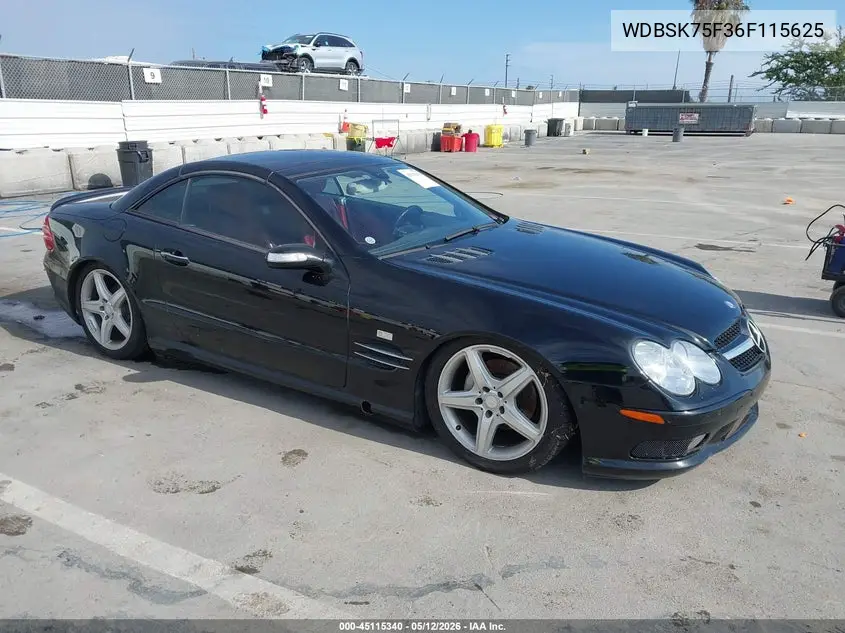 2006 Mercedes-Benz Sl 500 VIN: WDBSK75F36F115625 Lot: 45115340