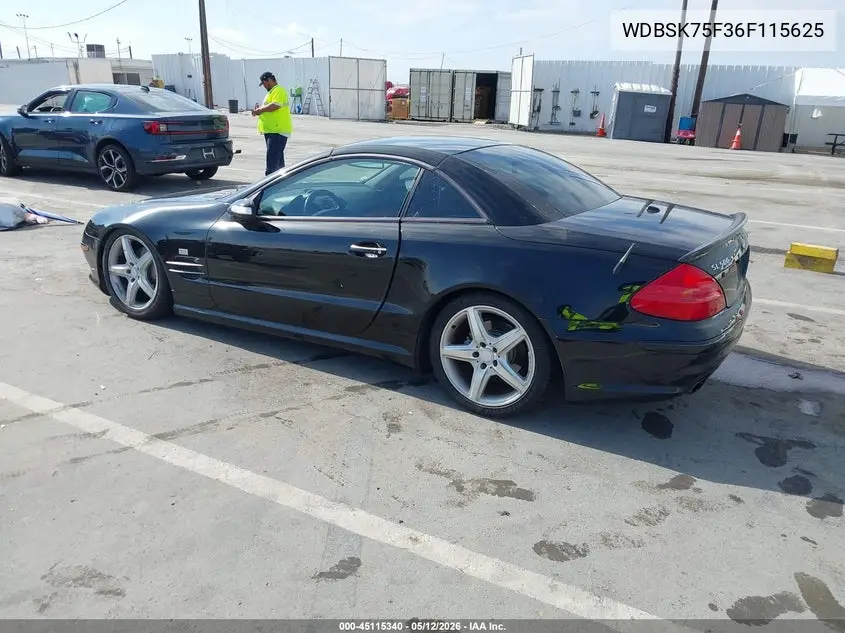 2006 Mercedes-Benz Sl 500 VIN: WDBSK75F36F115625 Lot: 45115340