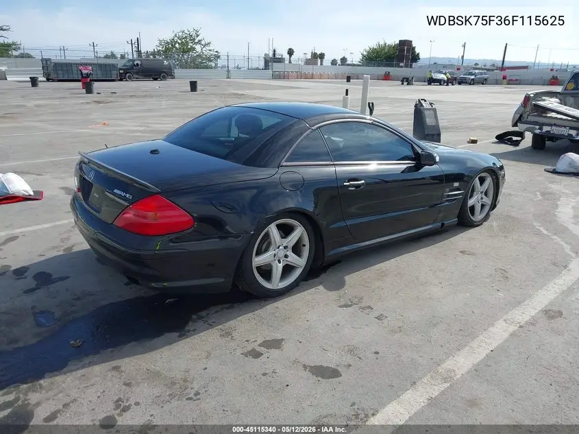 2006 Mercedes-Benz Sl 500 VIN: WDBSK75F36F115625 Lot: 45115340