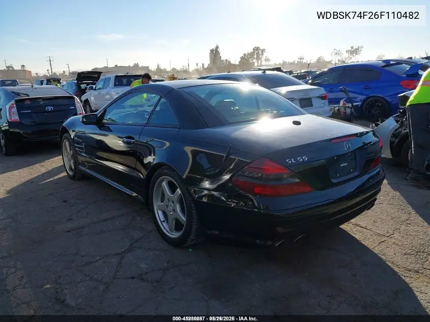 2006 Mercedes-Benz Sl-Class 5.5L Amg VIN: WDBSK74F26F110482 Lot: 45230287