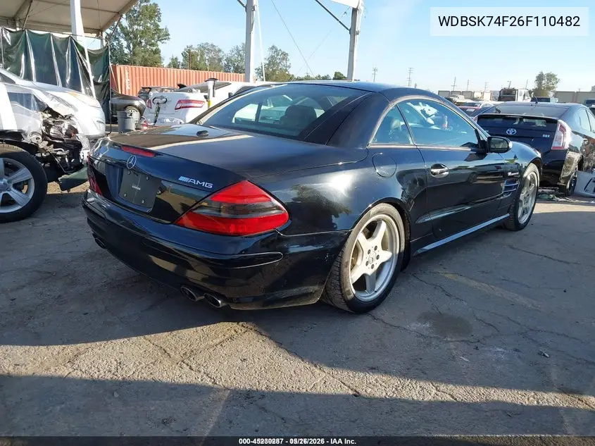 2006 Mercedes-Benz Sl-Class 5.5L Amg VIN: WDBSK74F26F110482 Lot: 45230287