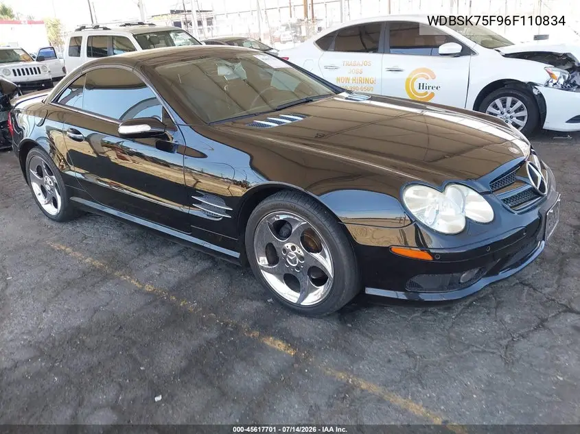 2006 Mercedes-Benz Sl 500 VIN: WDBSK75F96F110834 Lot: 45617701
