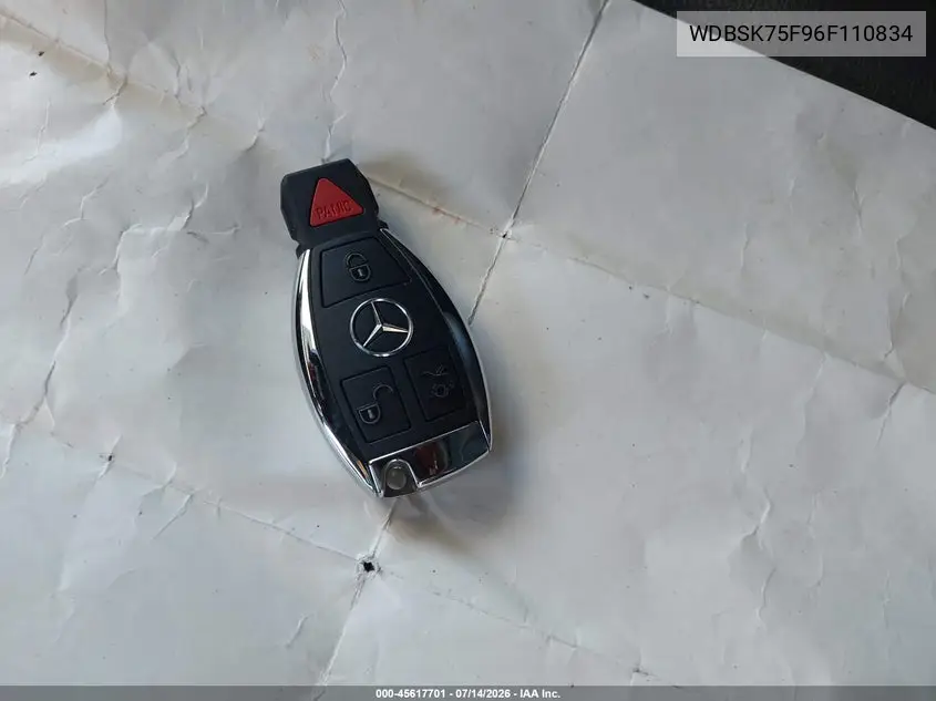 2006 Mercedes-Benz Sl 500 VIN: WDBSK75F96F110834 Lot: 45617701