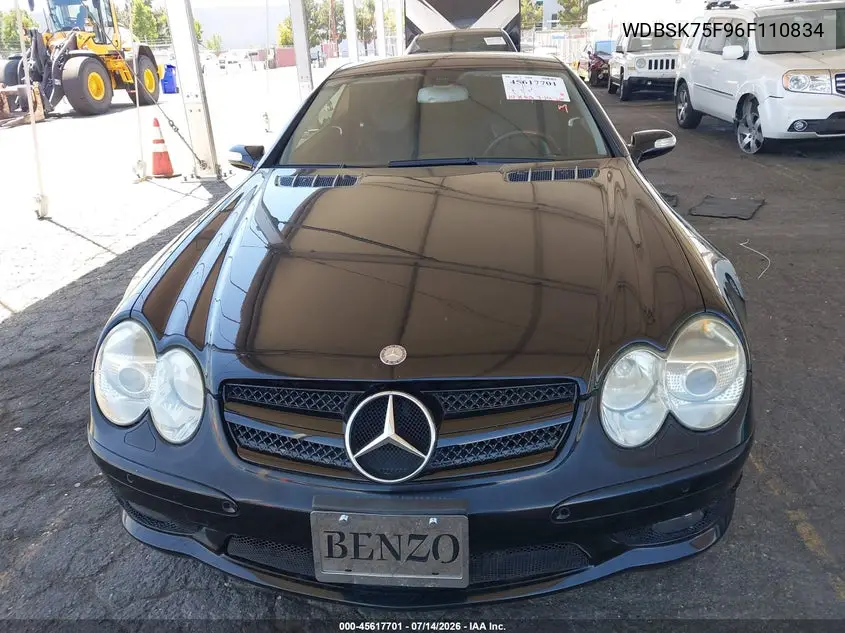 2006 Mercedes-Benz Sl 500 VIN: WDBSK75F96F110834 Lot: 45617701
