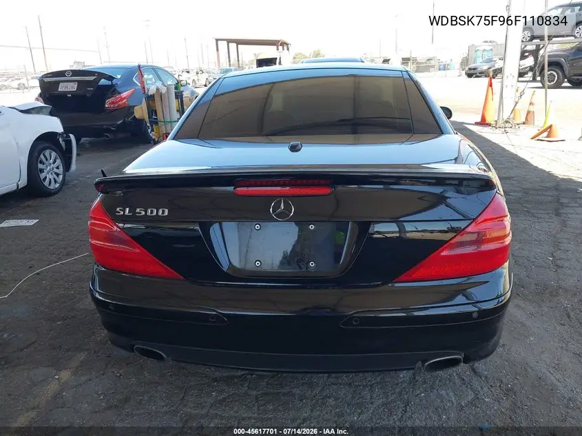 2006 Mercedes-Benz Sl 500 VIN: WDBSK75F96F110834 Lot: 45617701