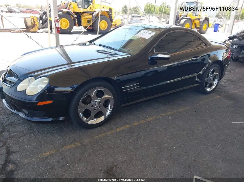 2006 Mercedes-Benz Sl 500 VIN: WDBSK75F96F110834 Lot: 45617701