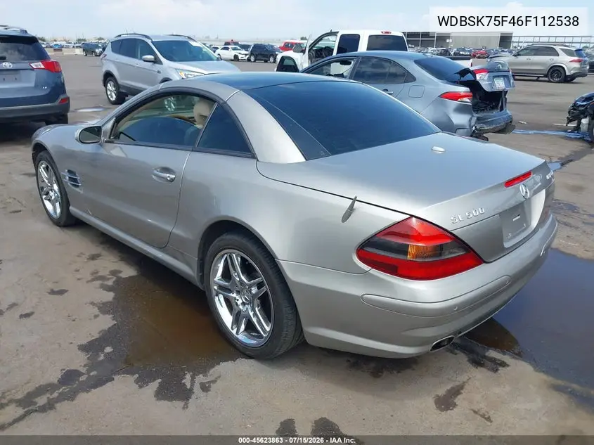2006 Mercedes-Benz Sl 500 VIN: WDBSK75F46F112538 Lot: 45623863