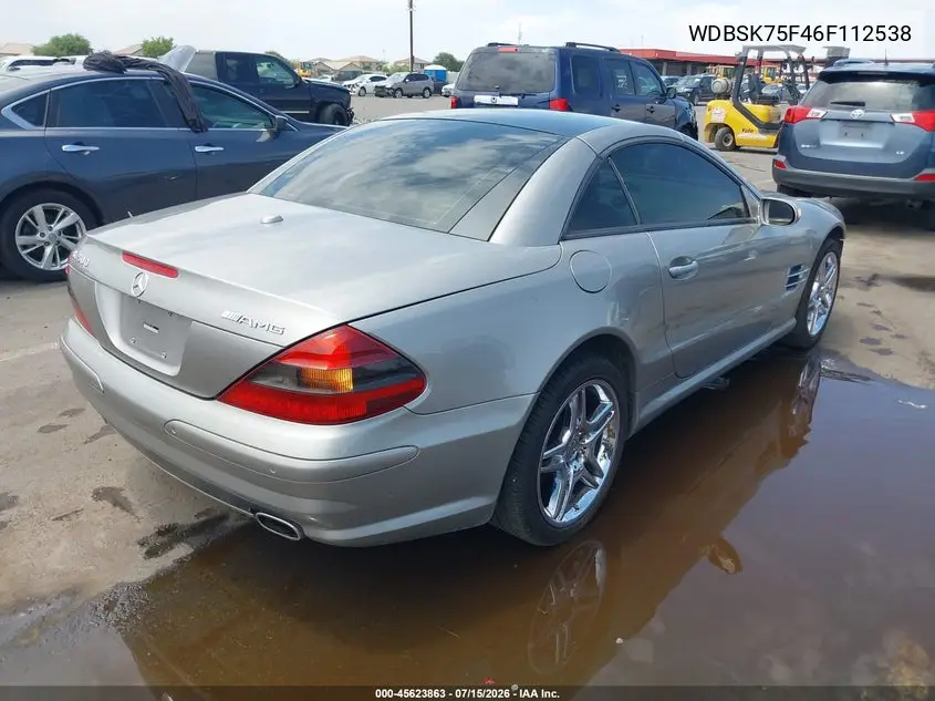 2006 Mercedes-Benz Sl 500 VIN: WDBSK75F46F112538 Lot: 45623863