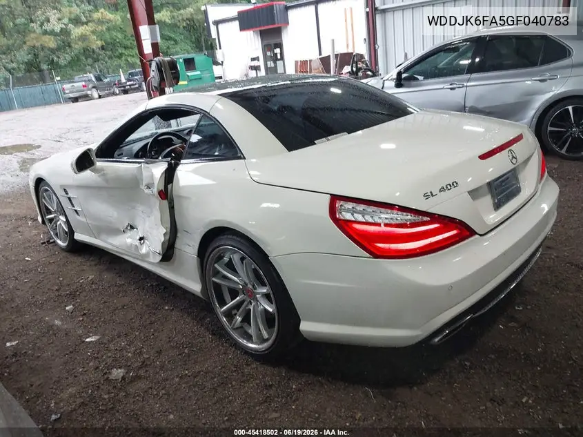2016 Mercedes-Benz Sl 400 VIN: WDDJK6FA5GF040783 Lot: 45418502