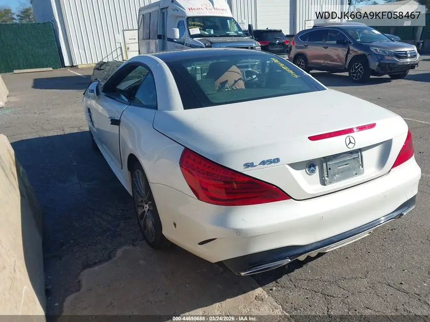 2019 Mercedes-Benz Sl 450 VIN: WDDJK6GA9KF058467 Lot: 44695688