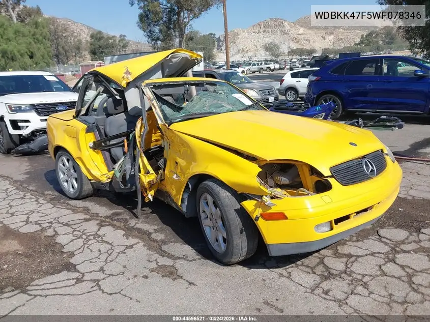 1998 Mercedes-Benz Slk 230 VIN: WDBKK47F5WF078346 Lot: 44596521