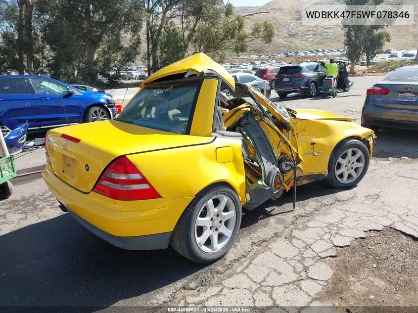 1998 Mercedes-Benz Slk 230 VIN: WDBKK47F5WF078346 Lot: 44596521