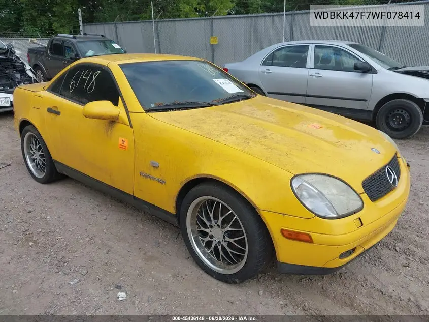 1998 Mercedes-Benz Slk 230 VIN: WDBKK47F7WF078414 Lot: 45436148