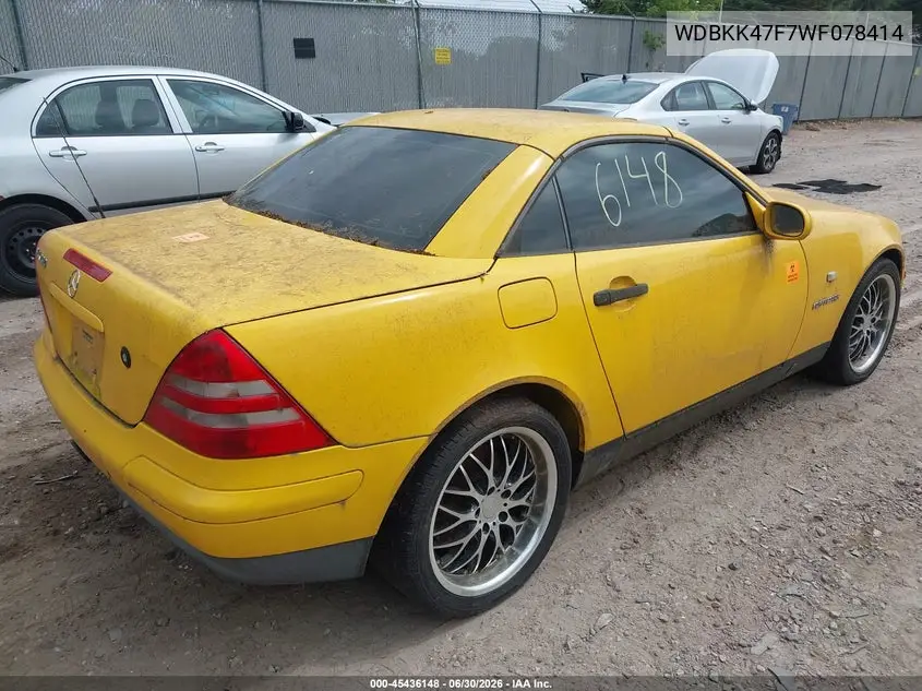 1998 Mercedes-Benz Slk 230 VIN: WDBKK47F7WF078414 Lot: 45436148