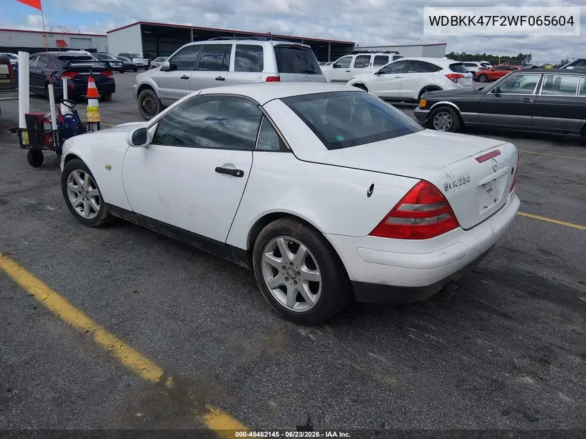 1998 Mercedes-Benz Slk 230 VIN: WDBKK47F2WF065604 Lot: 45462145